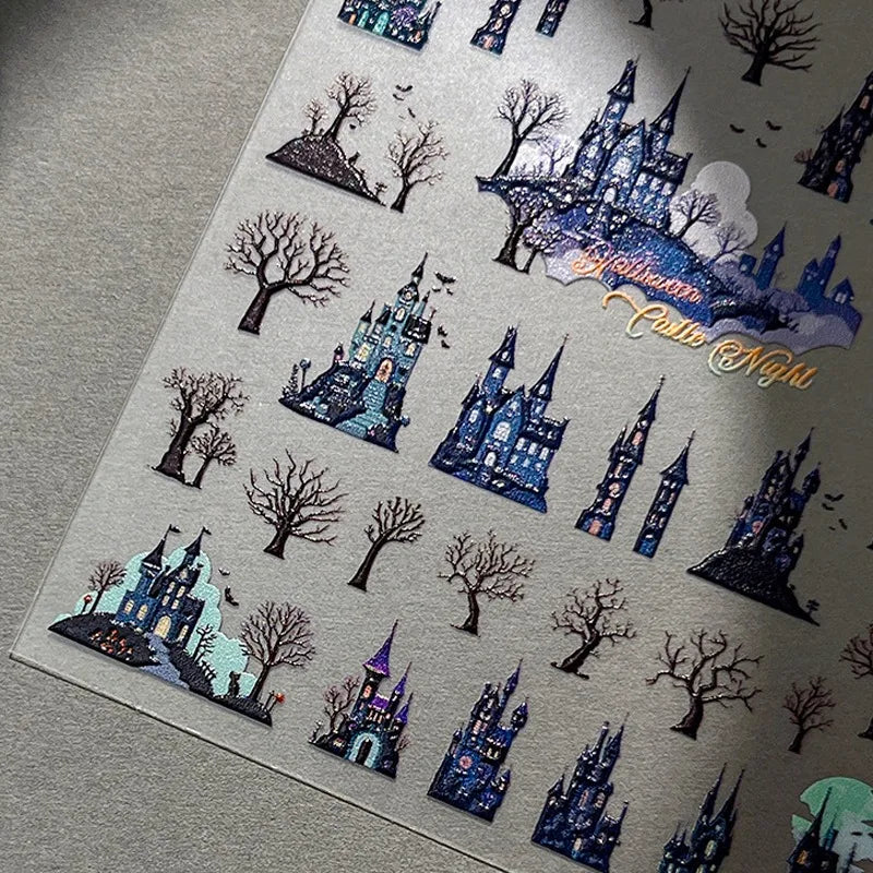 3D Halloween Nail Stickers – Laser Ghost, Spider & Pumpkin Decals