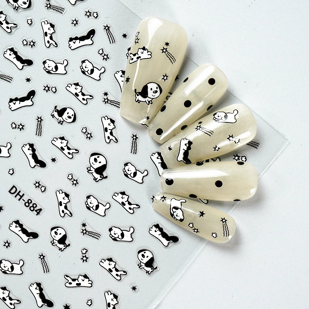 Kawaii Capybara & Spotted Puppy Nail Art Stickers – DIY Manicure Decals