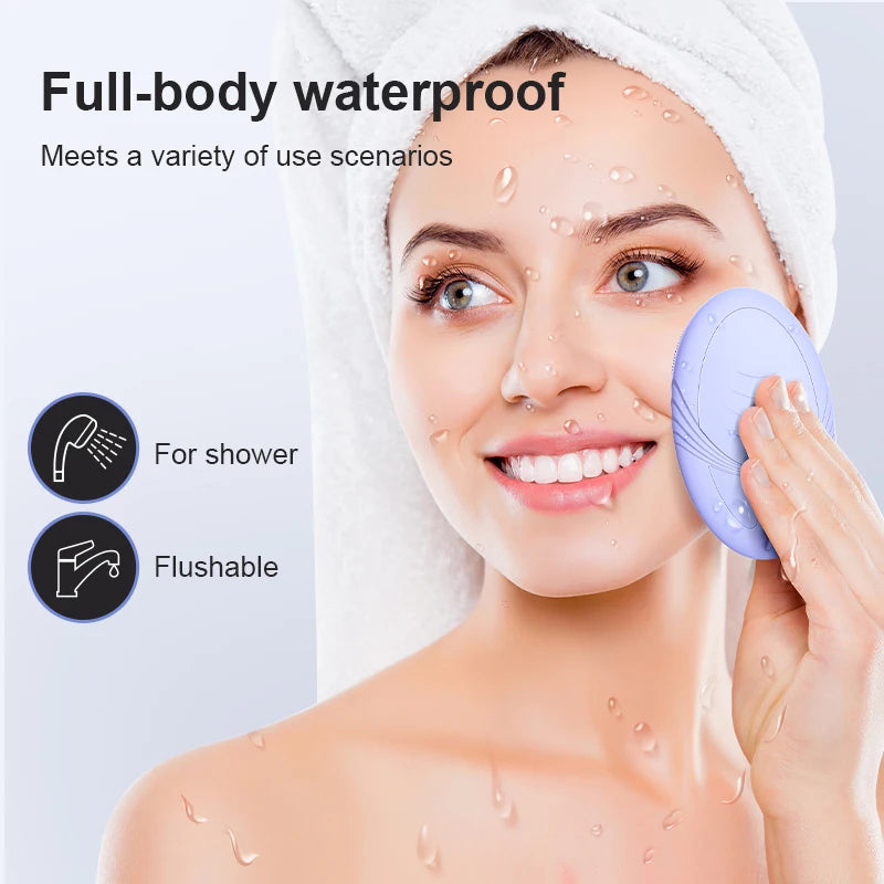 Rechargeable Silicone Facial Cleansing Brush – Waterproof Face Scrubber with 5 Modes for Deep Electric Face Cleaning