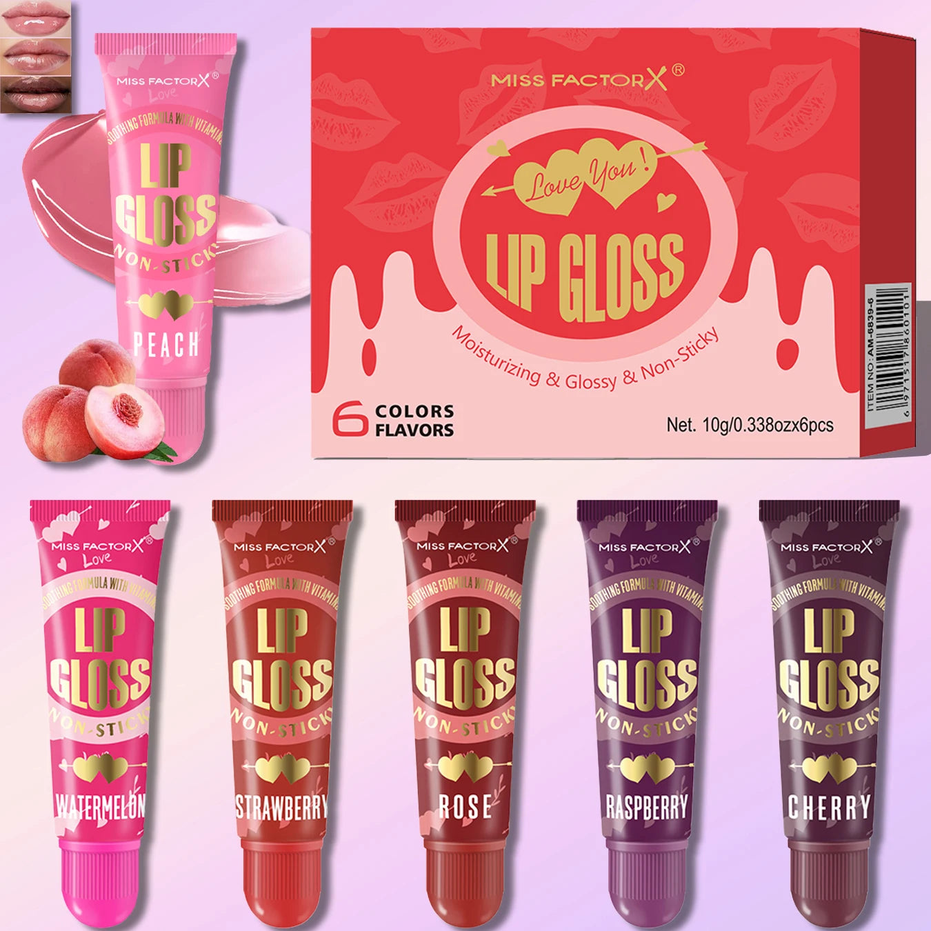6-Piece Moisturizing Lip Oil Set – Long-Lasting Gloss, Travel-Friendly Gift