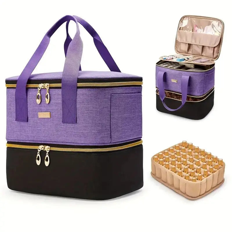 Double Layer Nail Polish Organizer Bag – Large Portable Carrying Case