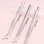 3pcs Stainless Steel Cuticle Pusher & Remover Set – Includes Cuticle Trimmer, Dead Skin Pusher & Gel Polish Remover Tool