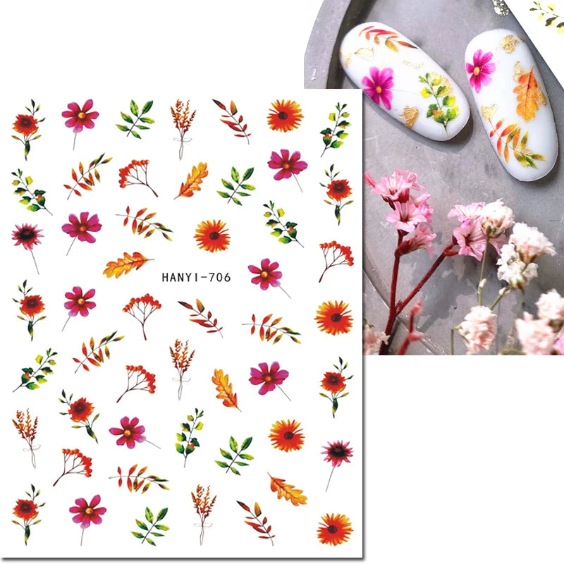 3D Floral & Butterfly Nail Art Stickers