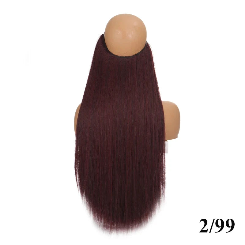 Fish Line Hair Extensions – Straight & Curly, 40/50/60cm, Daily Wear