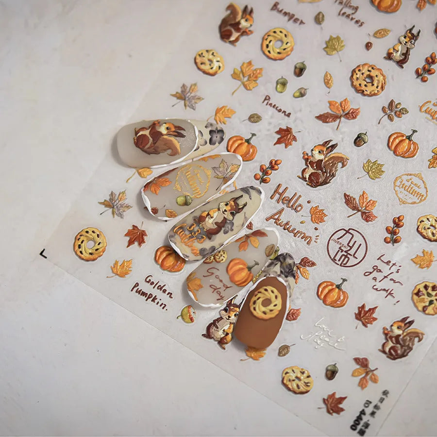 Sunflower & Autumn Harvest Nail Art Stickers