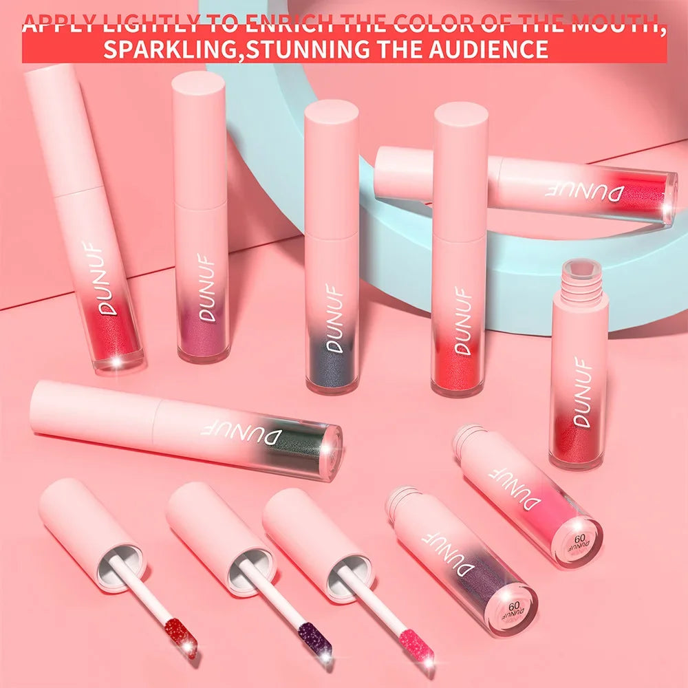Diamond Glitter Liquid Lip Gloss – Long-Lasting, Waterproof, Non-Stick, Metallic Shine