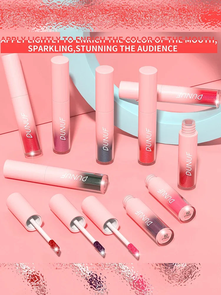 Diamond Glitter Liquid Lip Gloss – Long-Lasting, Waterproof, Non-Stick, Metallic Shine