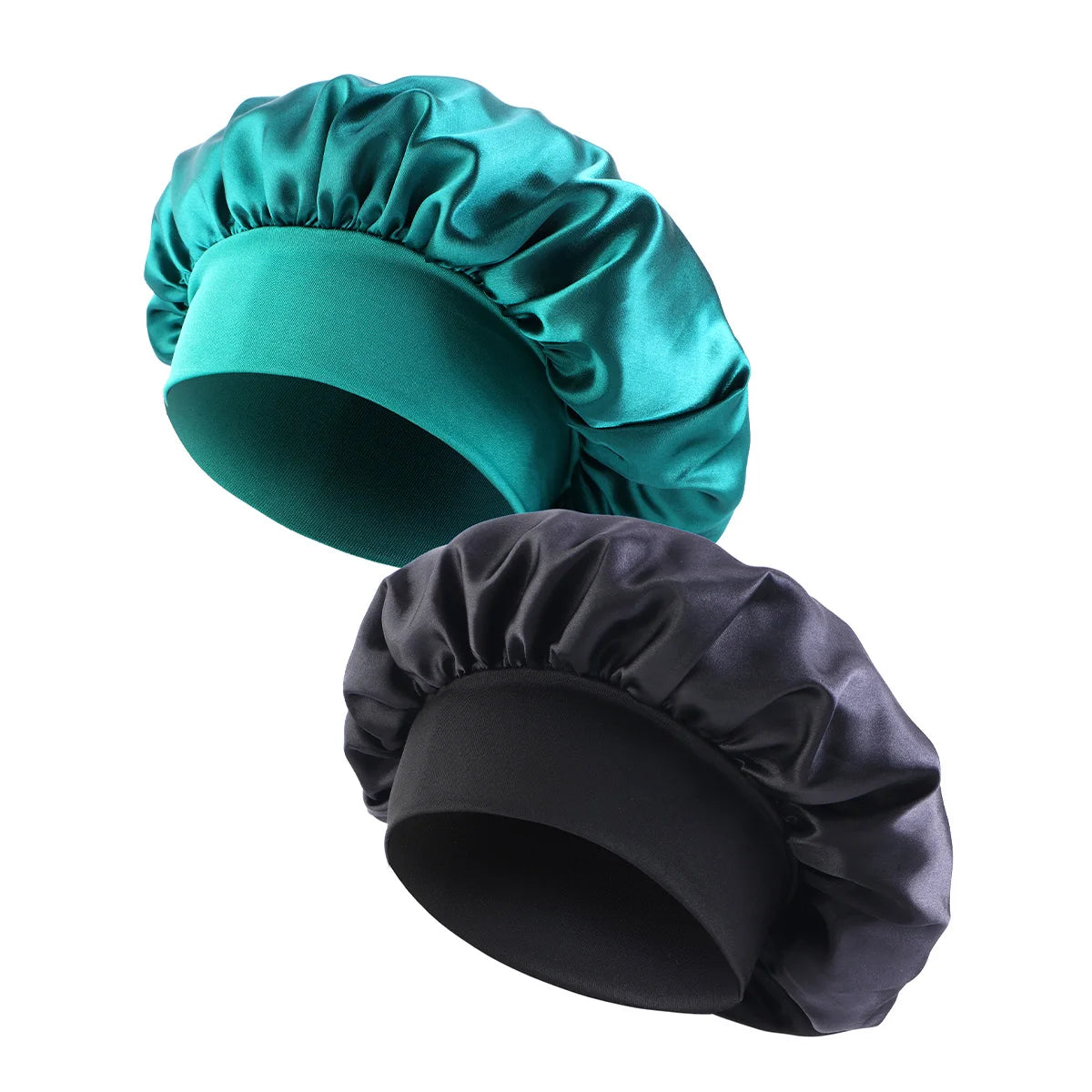 New Women’s Satin Solid Wide-Brimmed Sleeping Hat – Unisex Elastic Head Wrap Bonnet for Hair Care