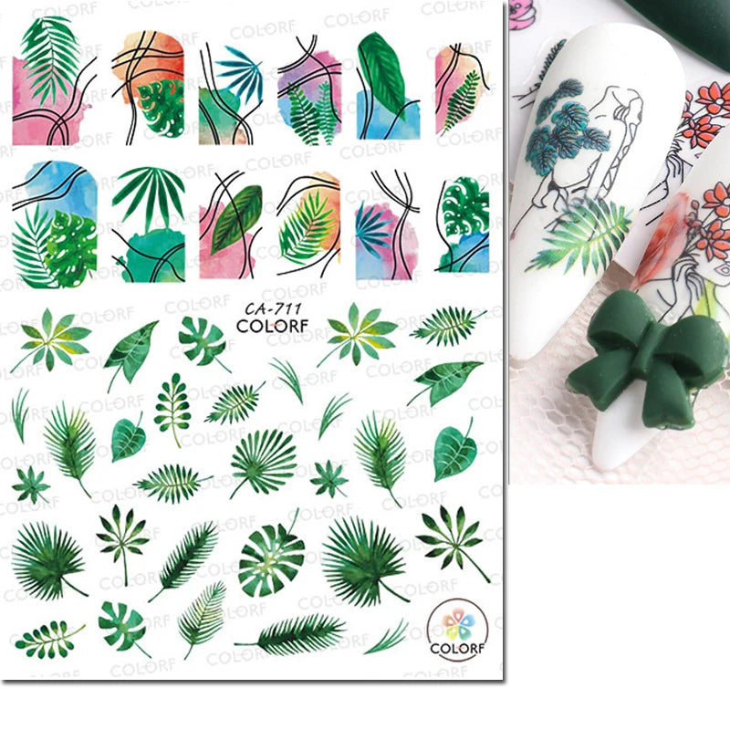 3D Butterfly & Flower Nail Art Stickers – Blue & Purple Decals for Manicure