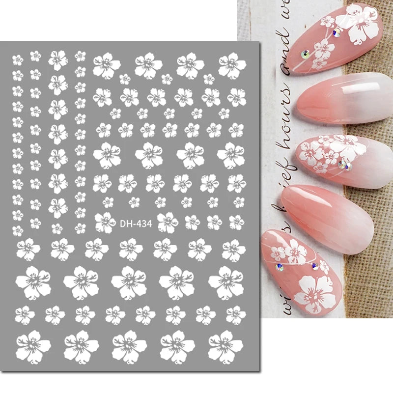 3D Y2K Hibiscus Floral Nail Stickers