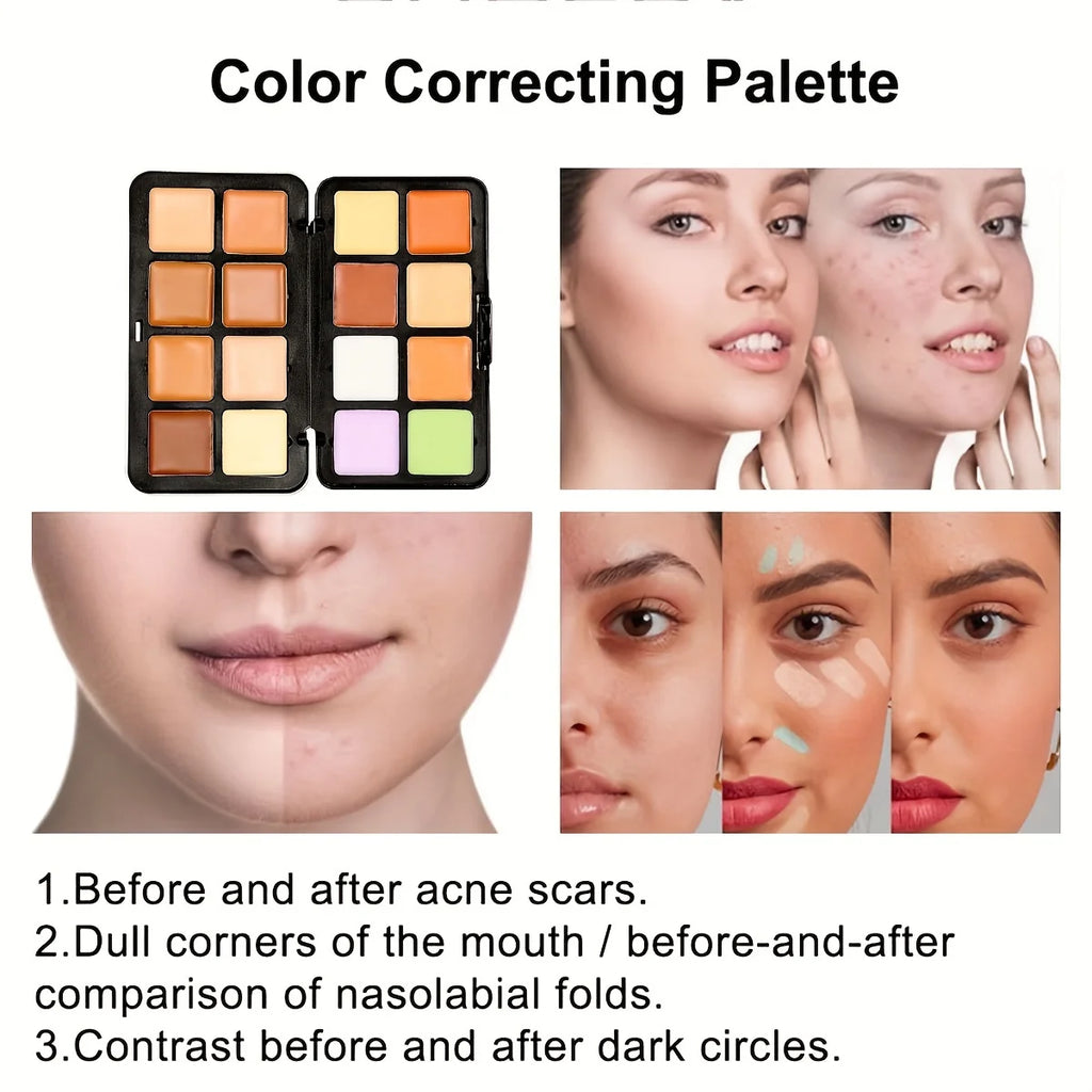 16-Color Matte Contour & Concealer Palette – Face & Nose Shadow Makeup Set