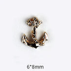 10pcs 3D Alloy Anchor Nail Charms – Gold & Silver Luxury Nail Decorations