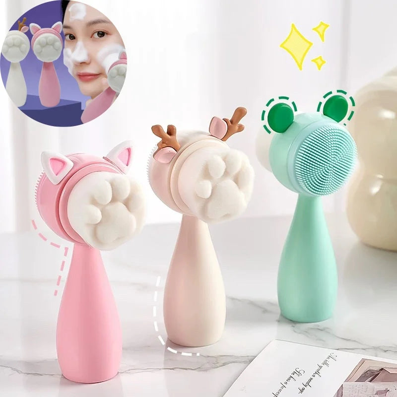 1PCS Double-Sided Silicone Facial Cleansing Brush