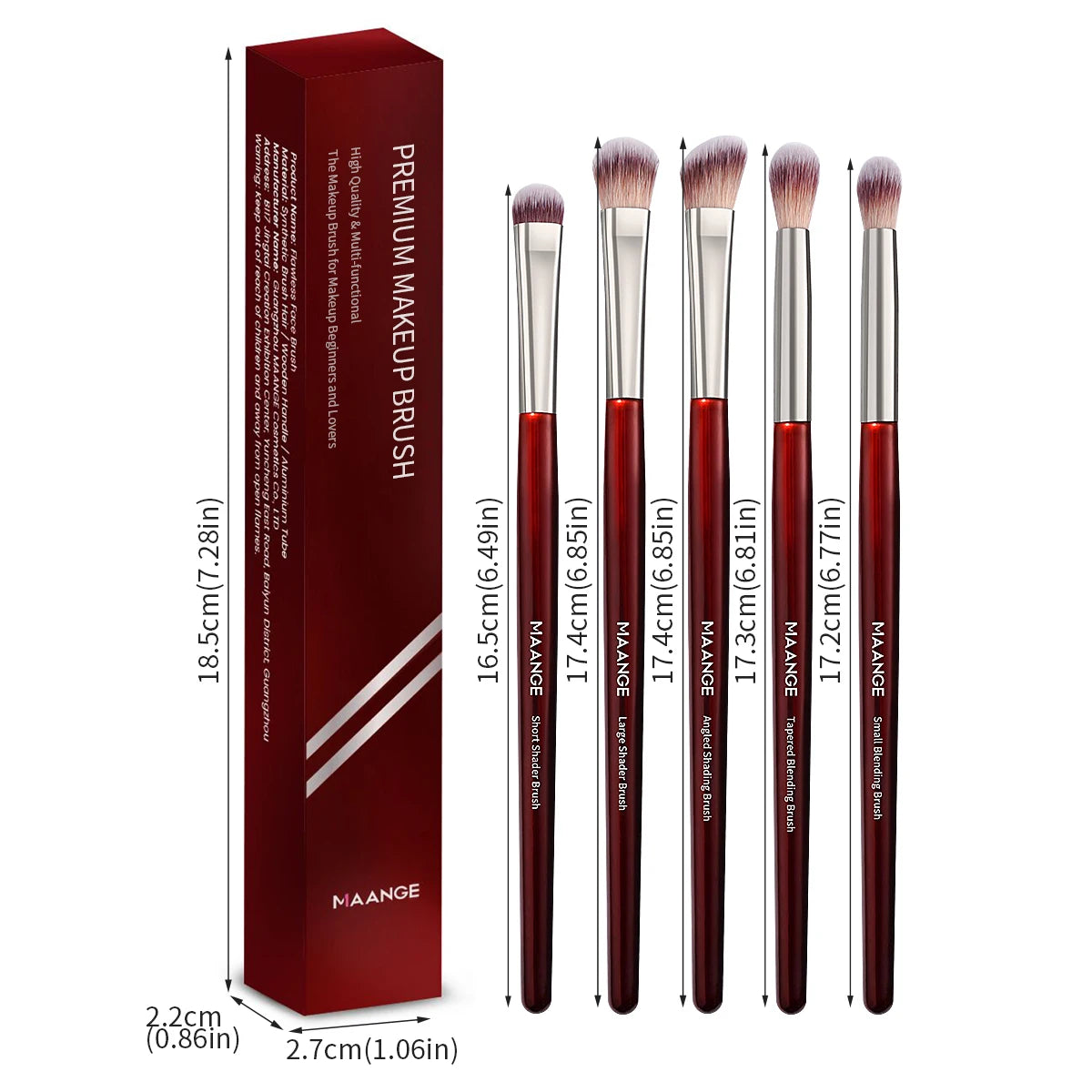MAANGE 5-Piece Luxury Eyeshadow Brush Set – Soft Bristles & Portable Beauty Tools