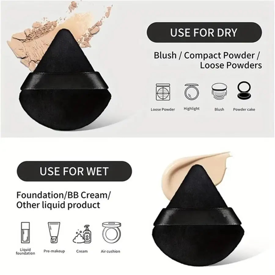 10/20Pcs Triangle Velvet Powder Puff Mini Face Makeup Sponge Washable Lightweight Cosmetic Tool