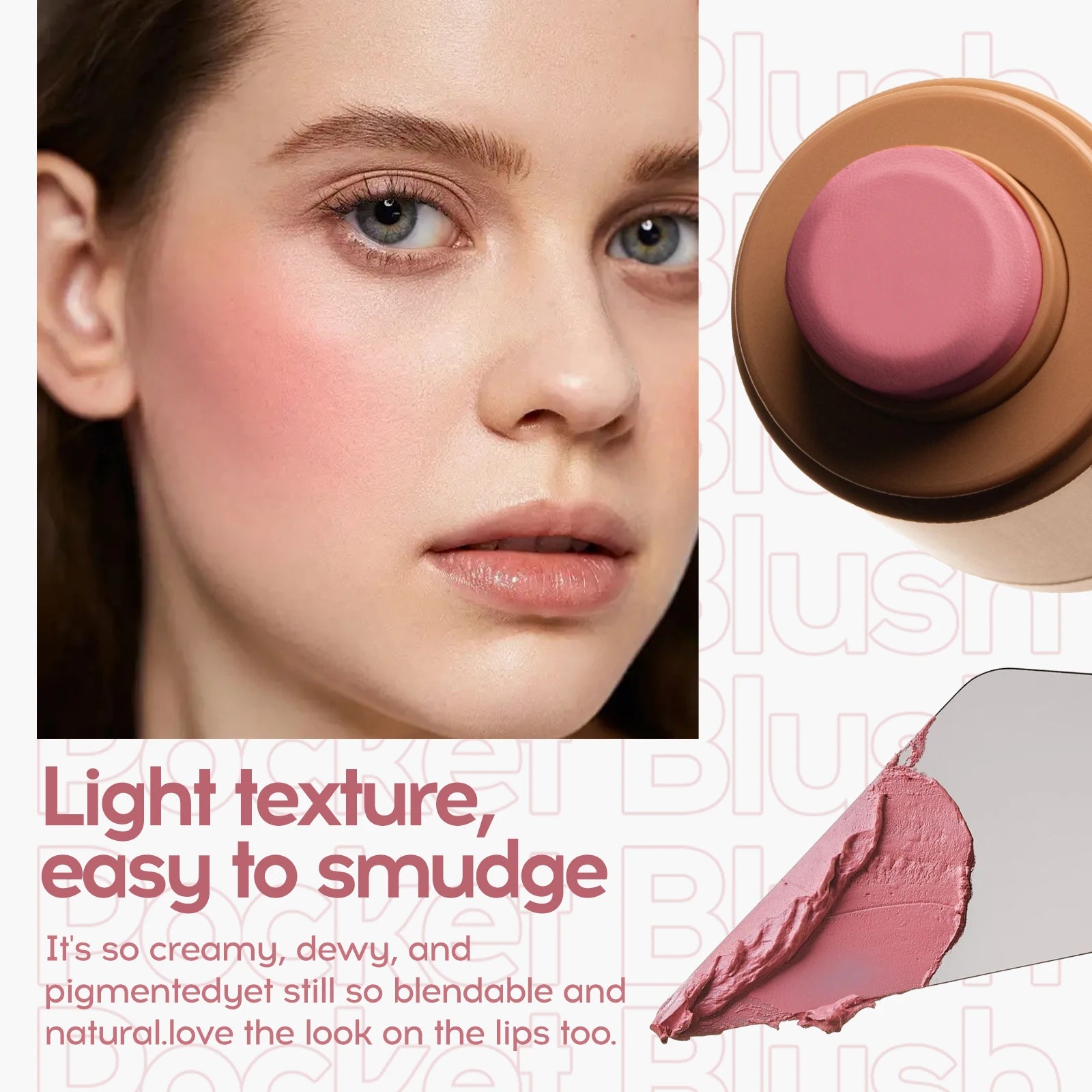 Natural Matte Blush Makeup – Waterproof, Long-Lasting, Moisturizing & Lightweight Blendable Highlight Blush