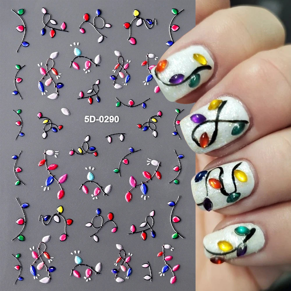 5D Spring Flower Nail Art Stickers – Colorful Daisy & Vine Decals for DIY Nails
