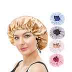New Women’s Reversible Double Layer Satin Bonnet for Curly Hair – Adjustable Elastic Sleep Cap Night Haircare Hat