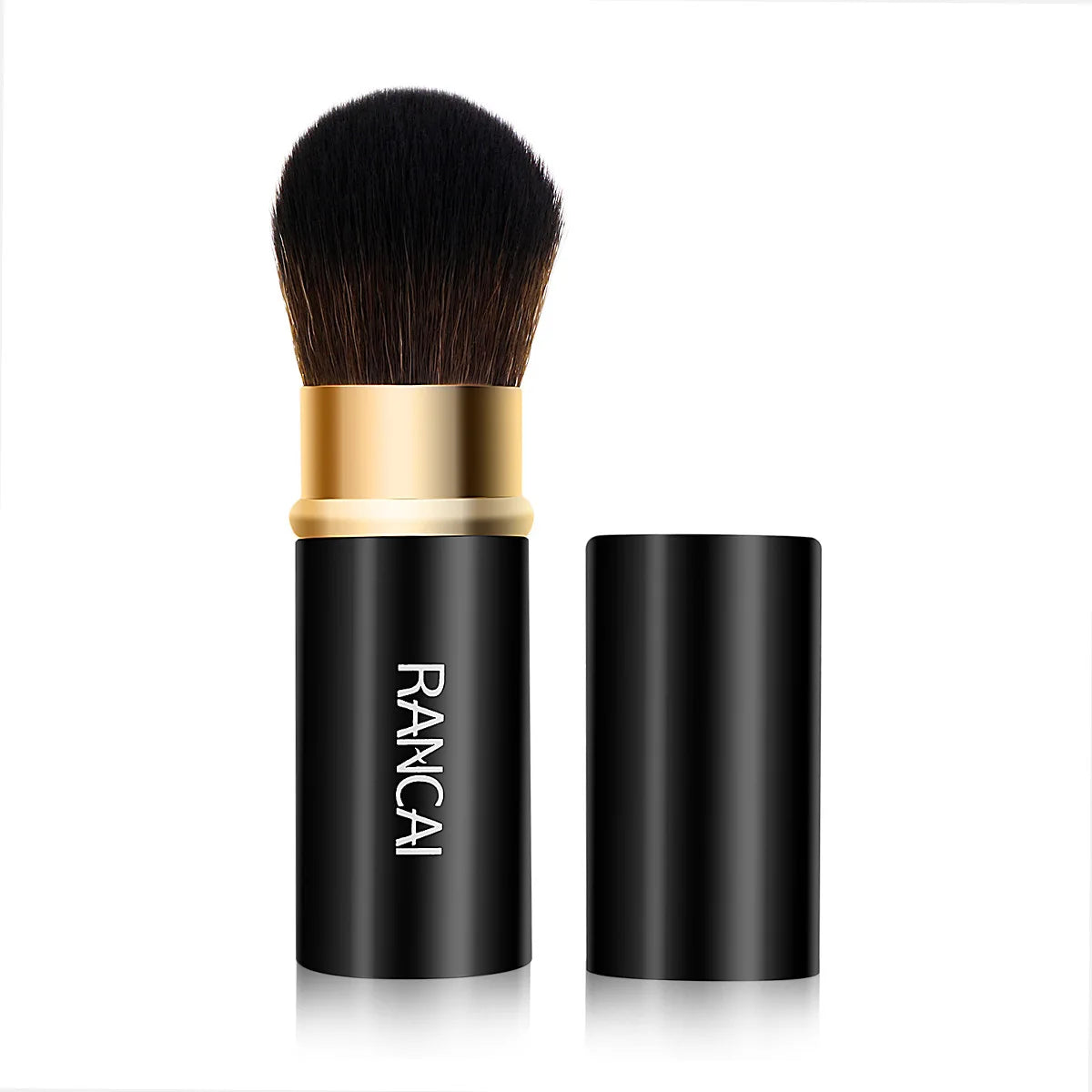 Luxury Mini Retractable Face Brush – Pink & Black, Portable Powder & Highlight Perfection