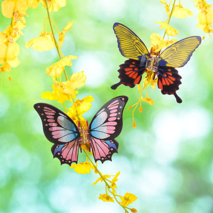 DuoShang Sweet Colorful Butterfly Hair Claw – Large Acrylic Simulated Butterfly Hair Clip for Women