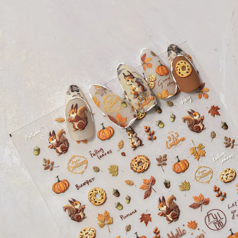 Sunflower & Autumn Harvest Nail Art Stickers