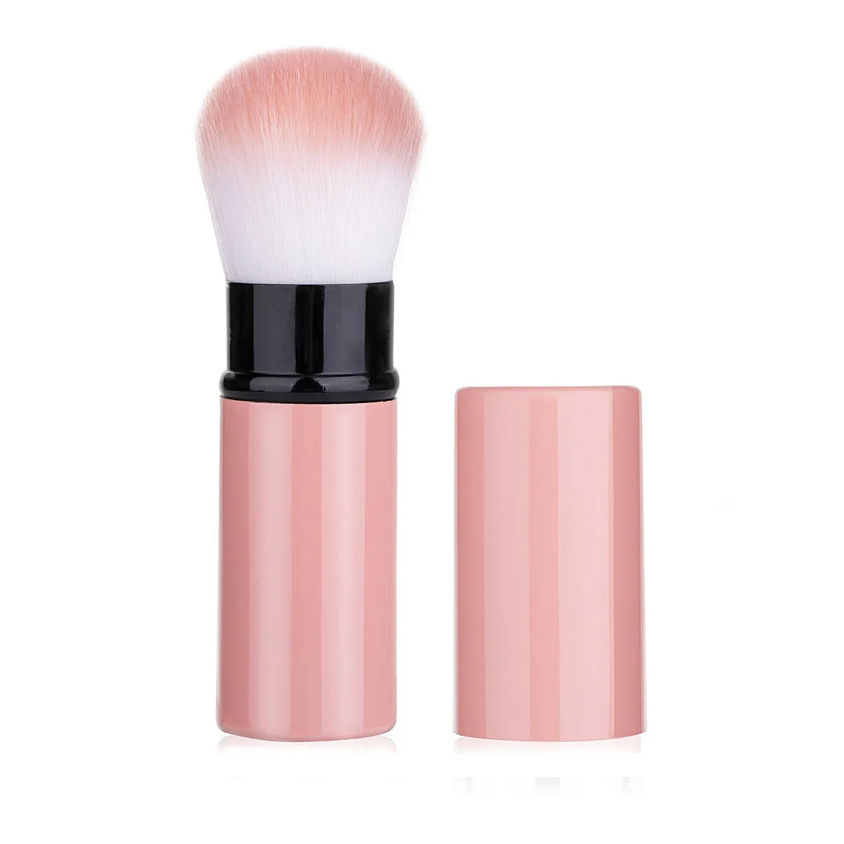 Luxury Mini Retractable Face Brush – Pink & Black, Portable Powder & Highlight Perfection