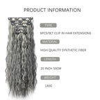 6PCS 20" Curly Synthetic Clip-In Hair Extensions – Wavy Style