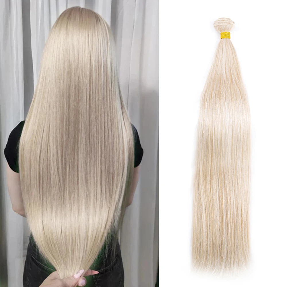 24" Straight Synthetic Hair Bundles – Ombre Blonde Extensions