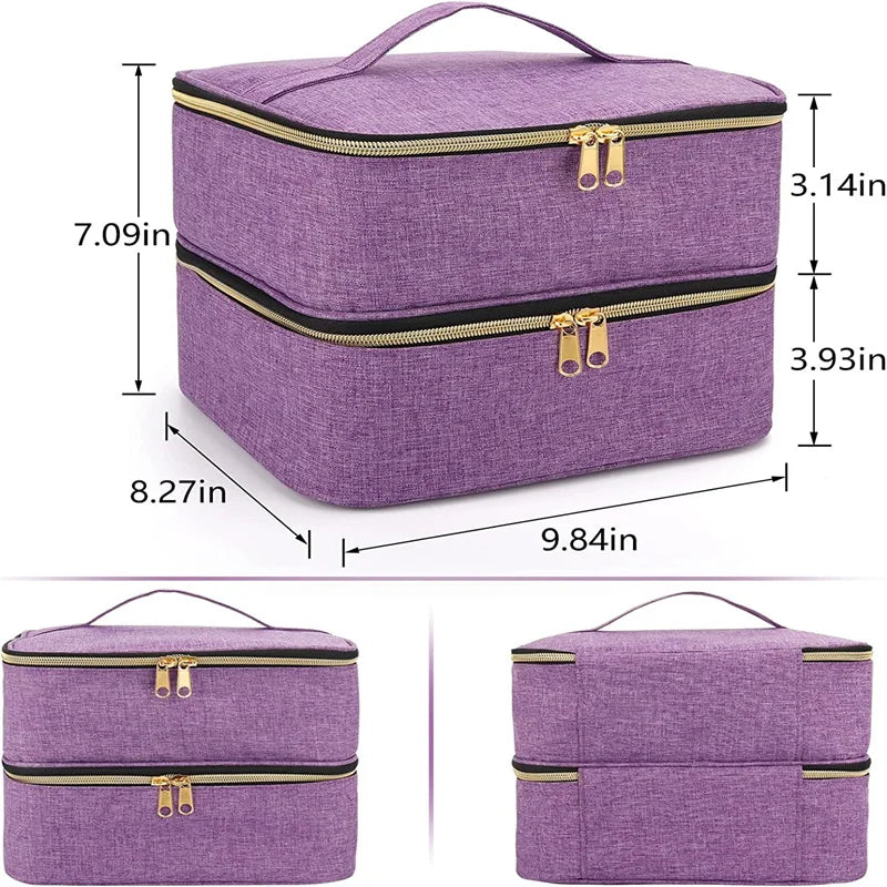 Pink 30-Bottle Nail Polish Organizer & Dryer Case – Cosmetic Storage Bag