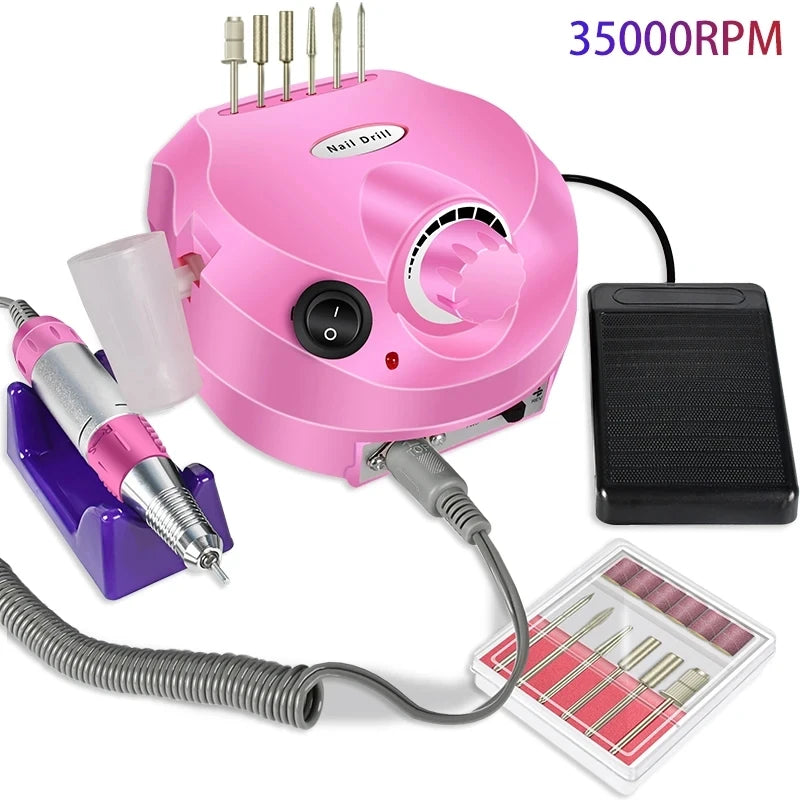 35,000RPM Professional Electric Nail Drill – Portable Manicure Machine & Nail Sander with Drill Bits and Files Kit