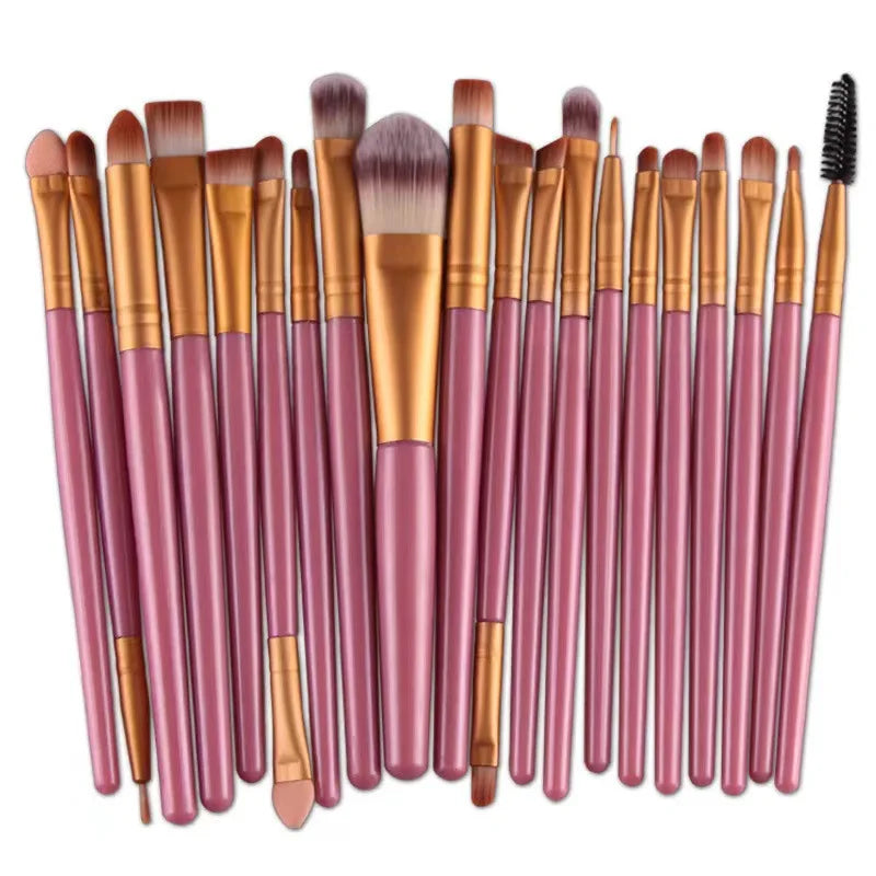 20-Piece Eye Brush Set – Complete Eyeshadow & Eyeliner Tools, Neutral Design