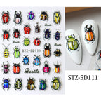 5D Crustacean & Insect Nail Art Stickers – Embossed Self-Adhesive Decals