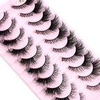 Cat Eye Wispy Mink Lashes – 10 Pairs, Natural Fluffy Long & Short False Eyelashes