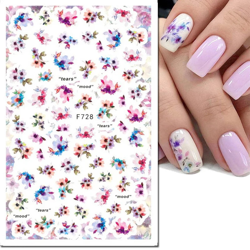 3D Y2K Hibiscus Floral Nail Stickers