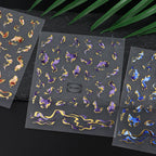 Holographic Purple & Blue Nail Art Stickers – Gold Ink Decals for DIY Manicure
