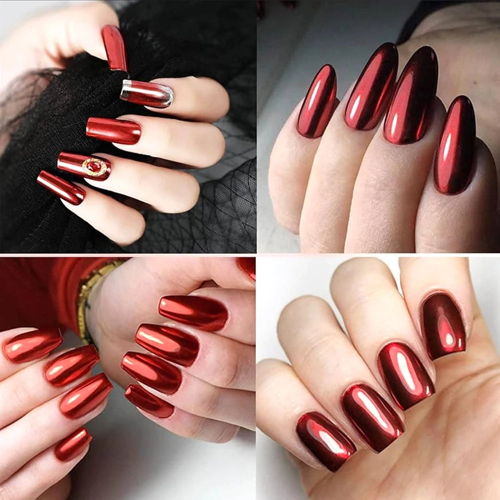 Mirror Red Metallic Nail Polish – Quick Dry Shimmer Finish