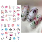 12pcs Floral Nail Sticker Set – Spring & Summer Water Decals