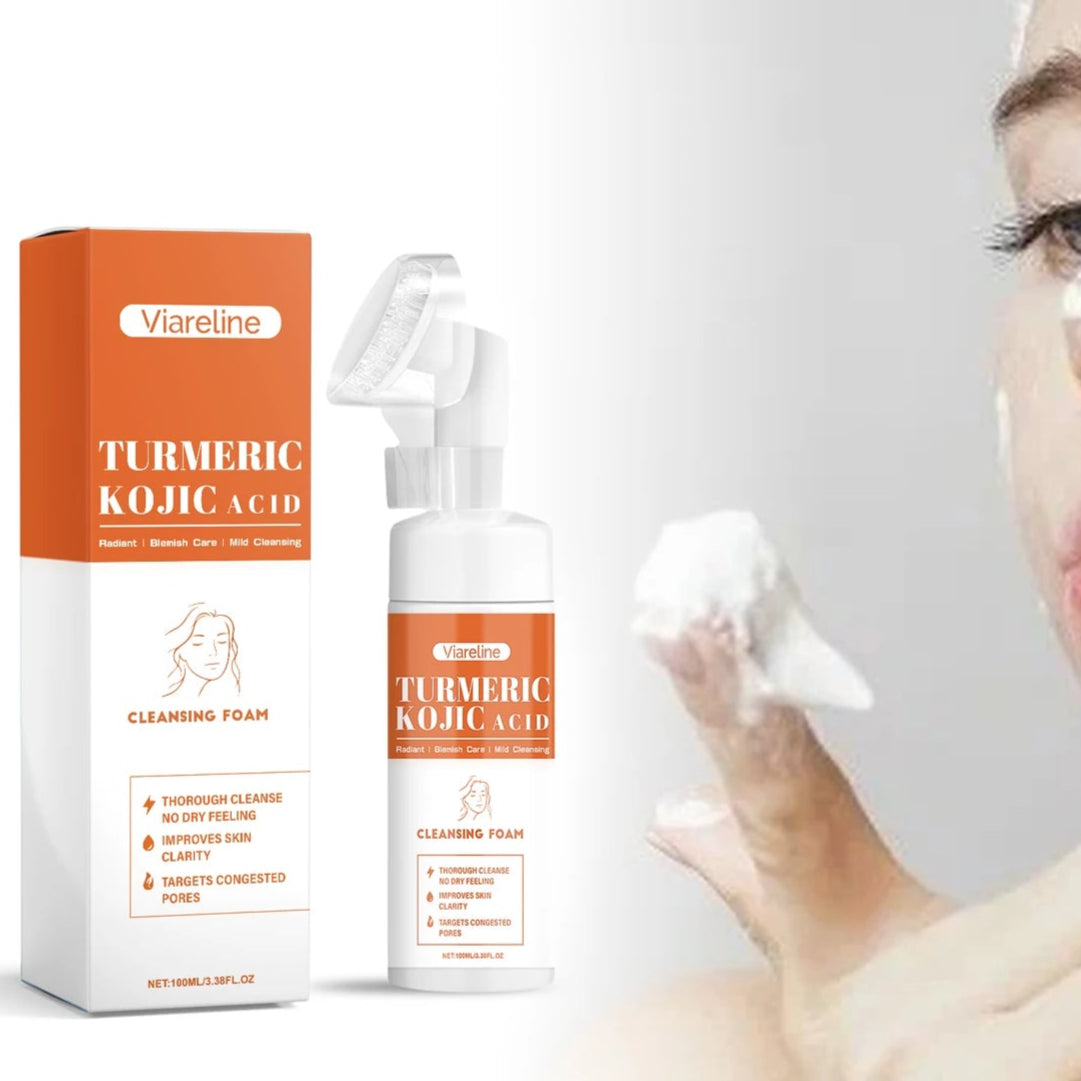 Turmeric Face Cleanser – Deep Cleansing, Oil Control, Acne & Blackhead Remover, Hydrating & Brightening Foam