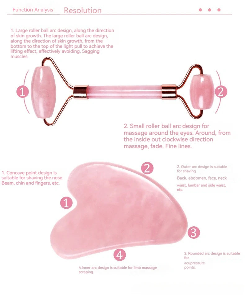 Natural Jade Gua Sha & Roller Massage Set