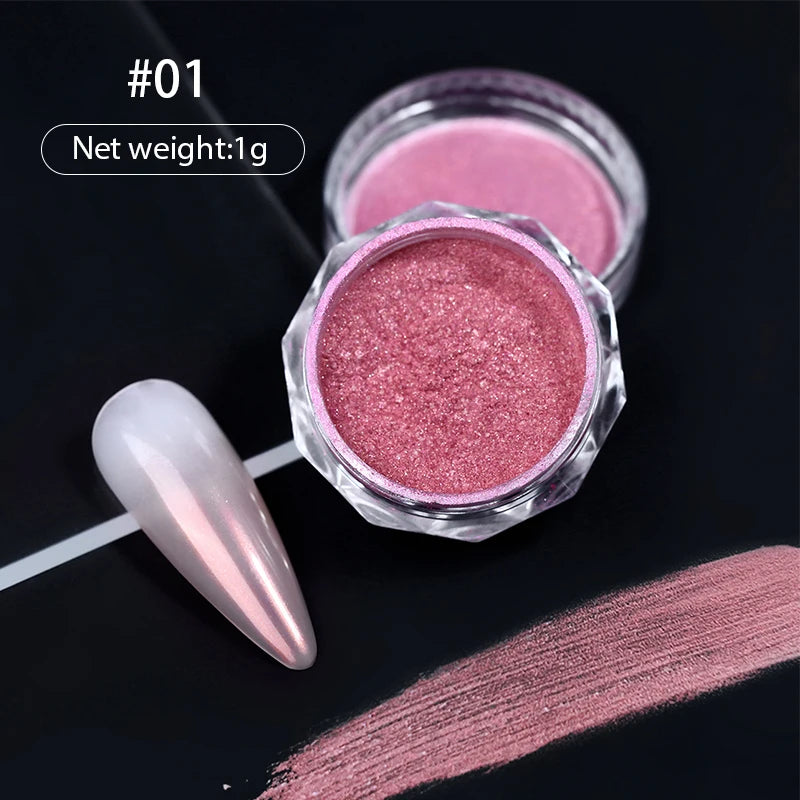 10g Gradient Pearl Nail Powder – Metallic Aurora Effect Glitter Dust for UV Gel Nail Art Decorations