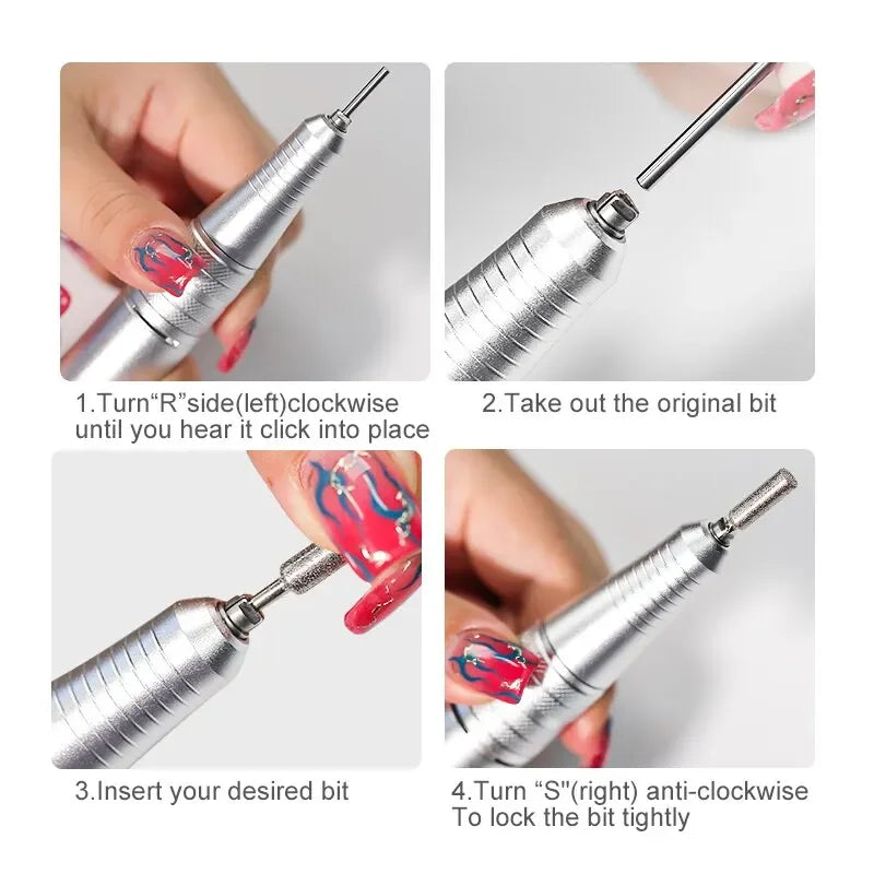35000 RPM Professional Electric Nail Drill Kit – Portable Manicure & Pedicure Machine with Drill Bits & Nail Files