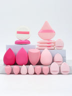 20 Pcs Pink Makeup Sponge & Puff Set for Face Cream, Powder, and Concealer – Soft Blending Applicator Tool