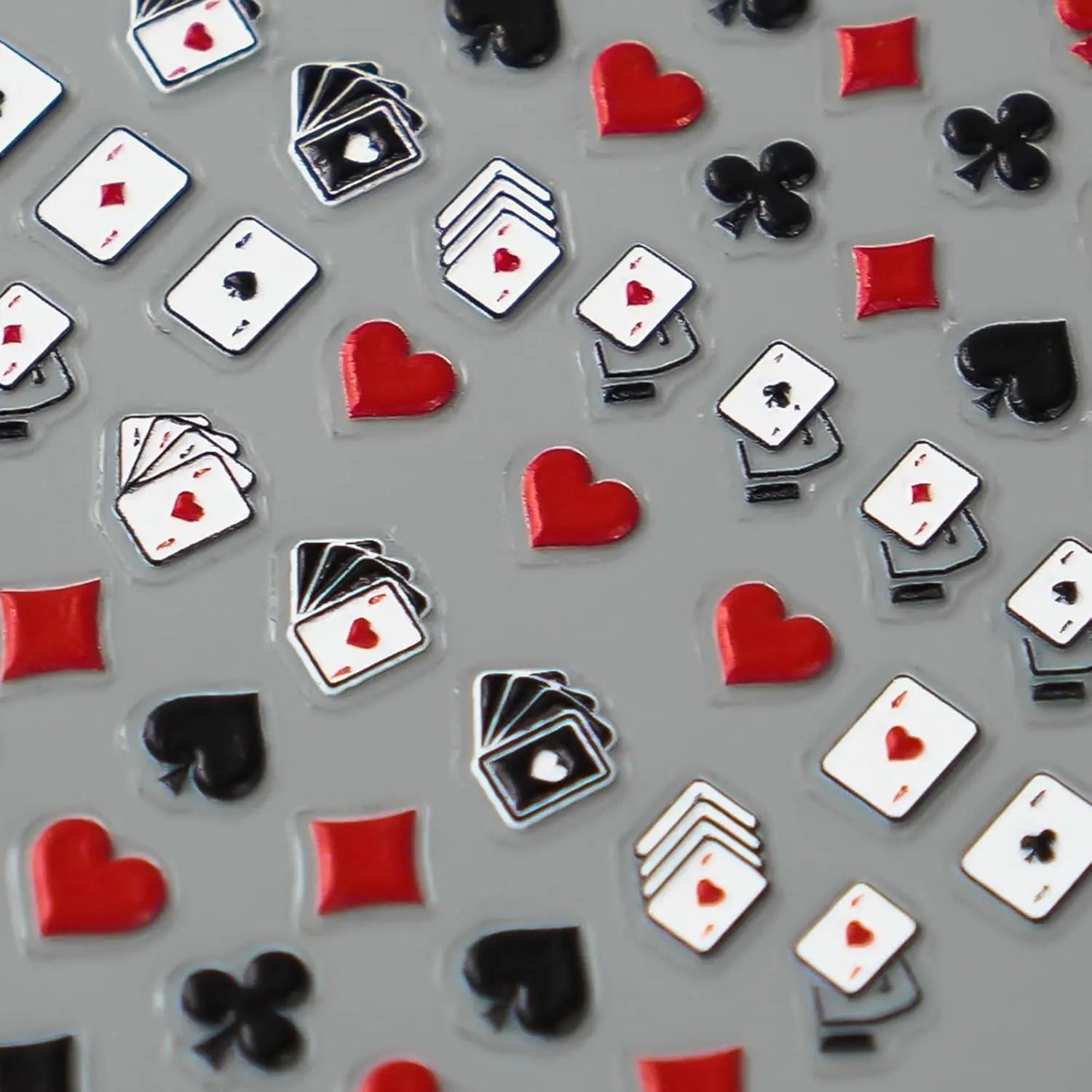 5D Poker Nail Stickers – Embossed Playing Card Design Decals