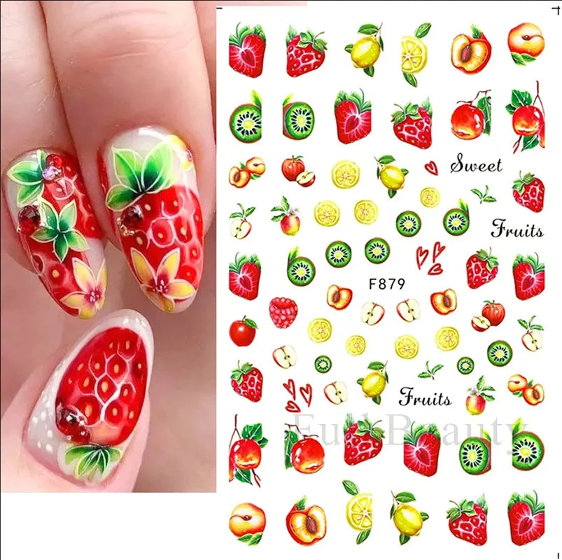 3D Butterfly & Flower Nail Art Stickers – Blue & Purple Decals for Manicure