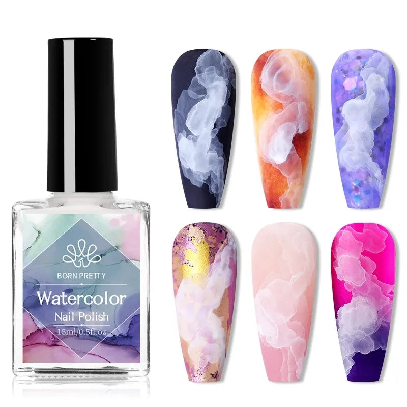PRETTY White Blossoming Gel 15ml UV/LED Marble Nail Art Polish