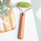 Xiuyan Jade Facial Massage Roller – Wooden Handle Barbed Stick