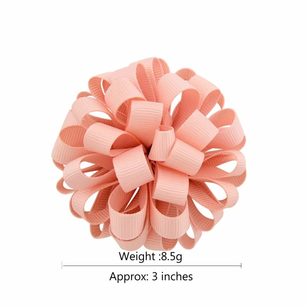 2Pcs Double Color Ribbon Flower Hairpins – Handmade Princess Hair Clips & Barrettes for Girls