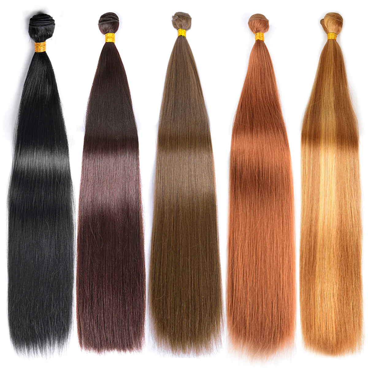 24" Straight Synthetic Hair Bundles – Ombre Blonde Extensions