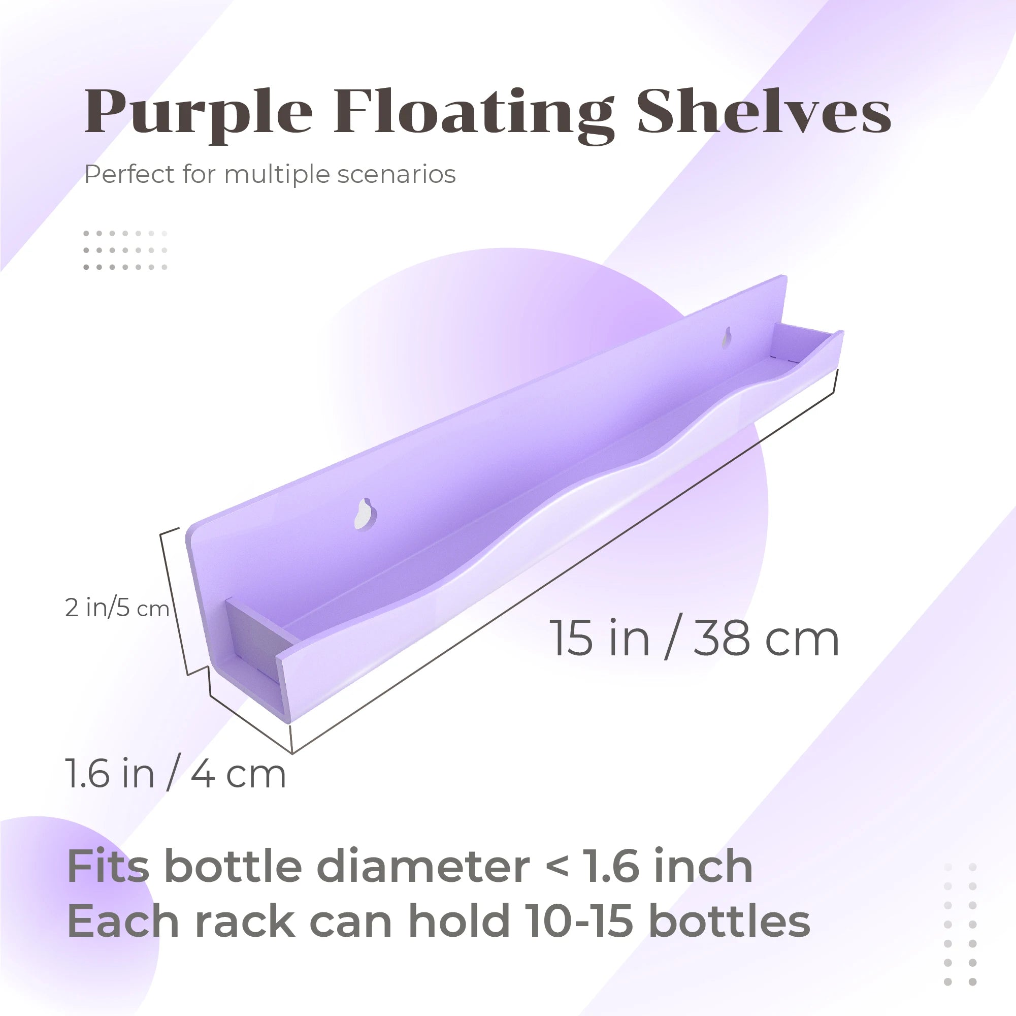 Light Pink Acrylic Nail Polish Wall Rack – 6 Pack Organizer Shelf Set