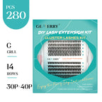 DIY Lash Extension Kit – 280 Clusters with Bond, Seal, Remover & Tweezers (40/50 Pack)